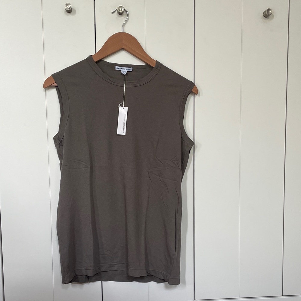 James Perse Olive Sleeveless Crewneck Top
